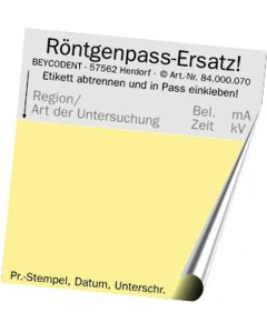 Röntgen-Pass Ersatzetikett Pa 100